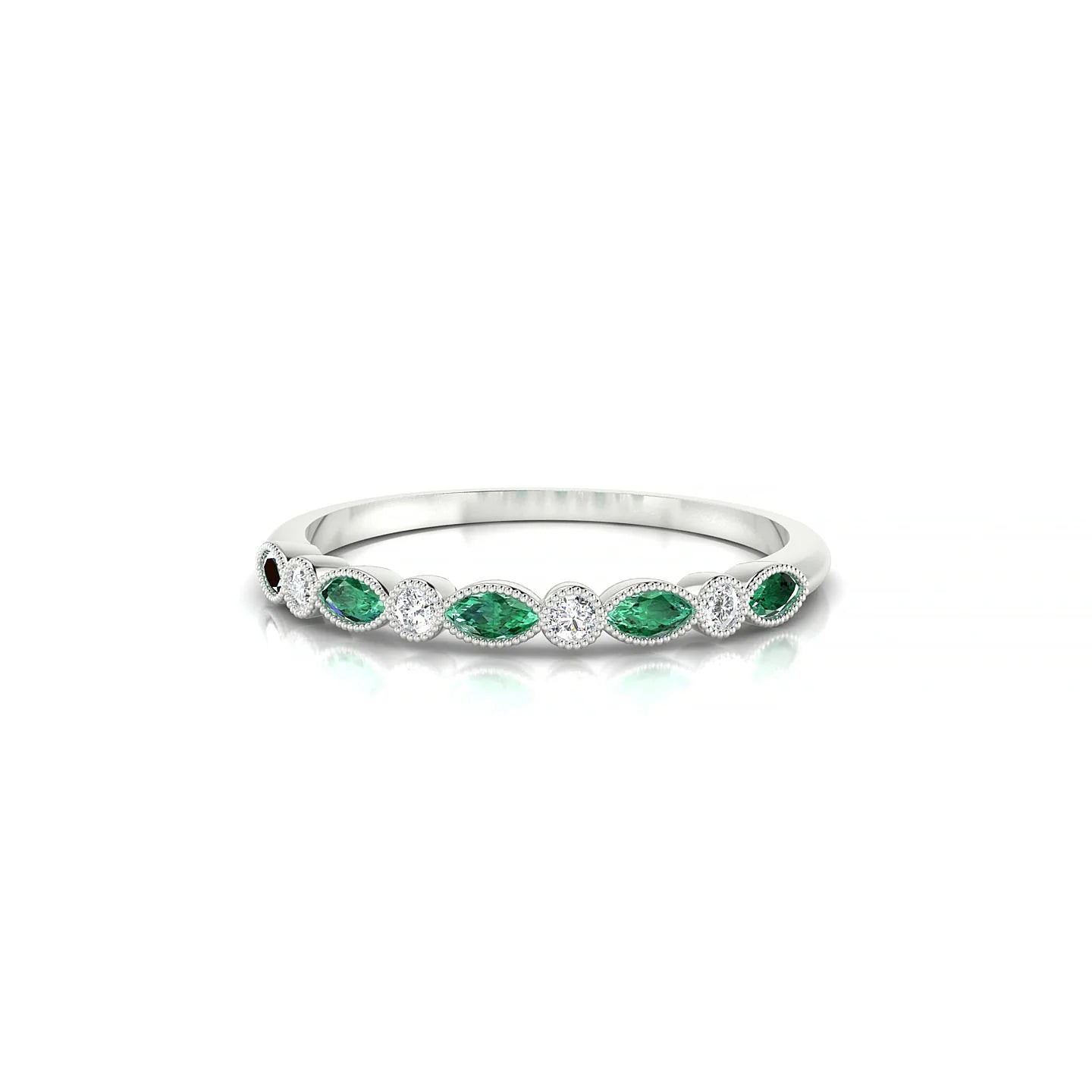 Finesse | 18k White Gold 3 x 1.5 mm Marquise Emerald Ring