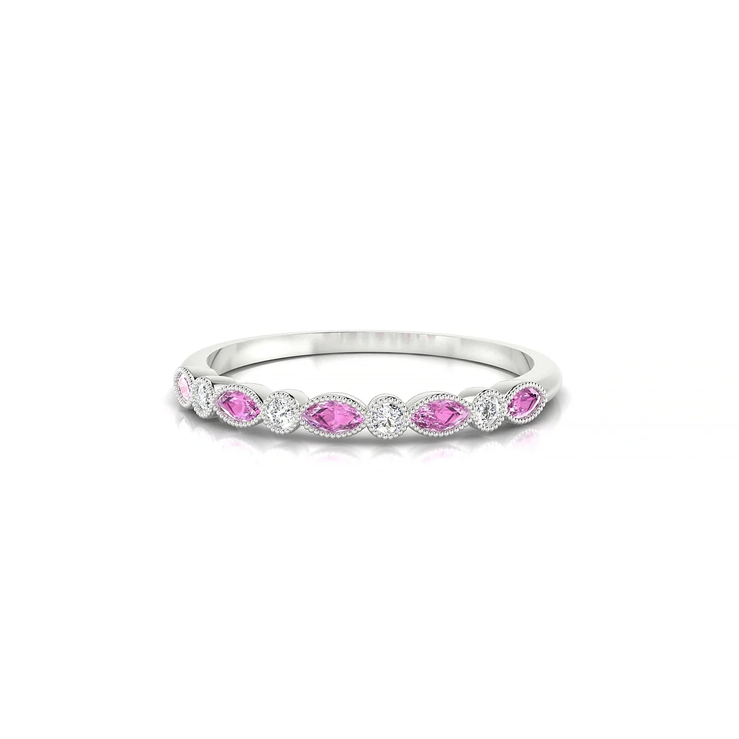Finesse | 18k White Gold 3 x 1.5 mm Marquise Pink Sapphire Ring