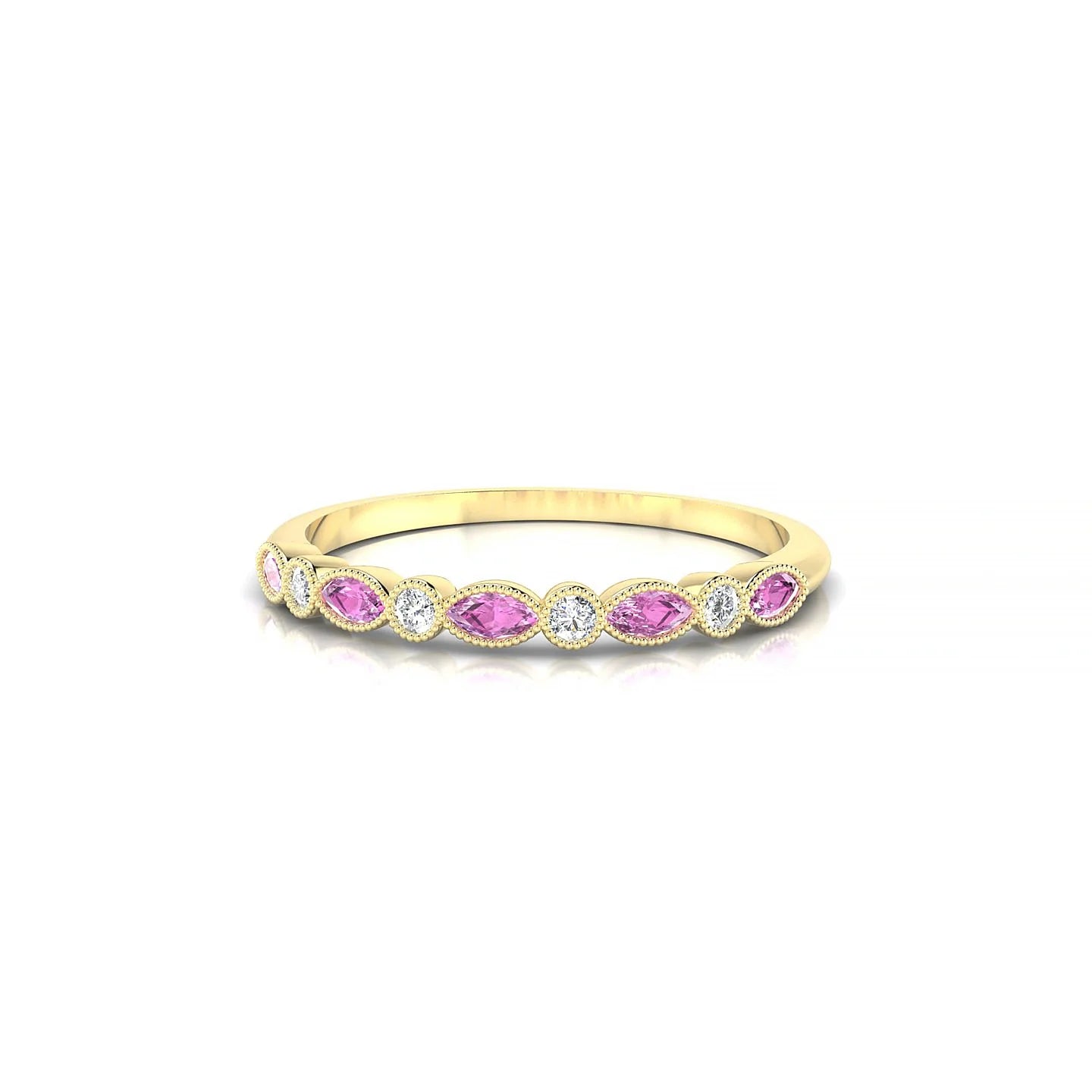Finesse | 18k Yellow Gold 3 x 1.5 mm Marquise Pink Sapphire Ring