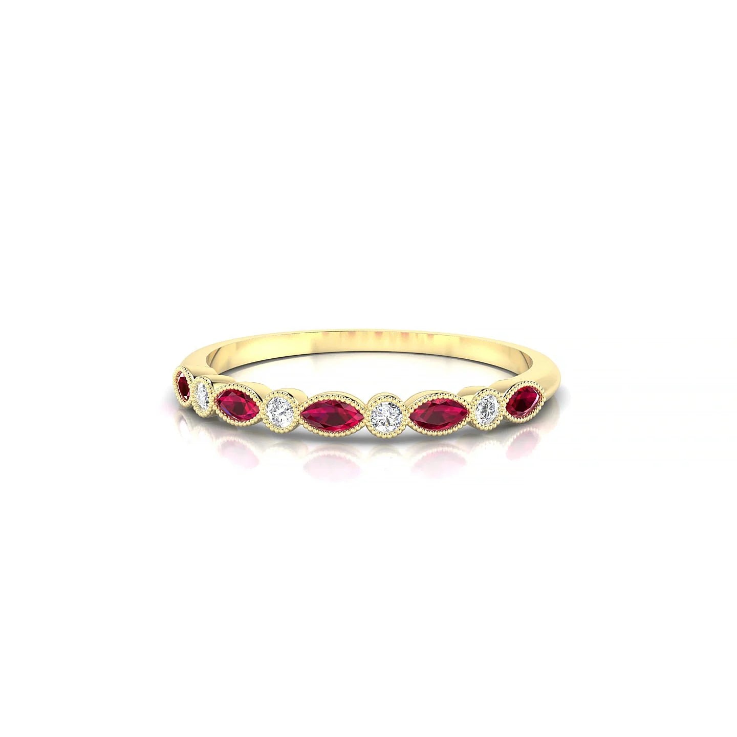 Finesse | 18k Yellow Gold 3 x 1.5 mm Marquise Ruby Ring