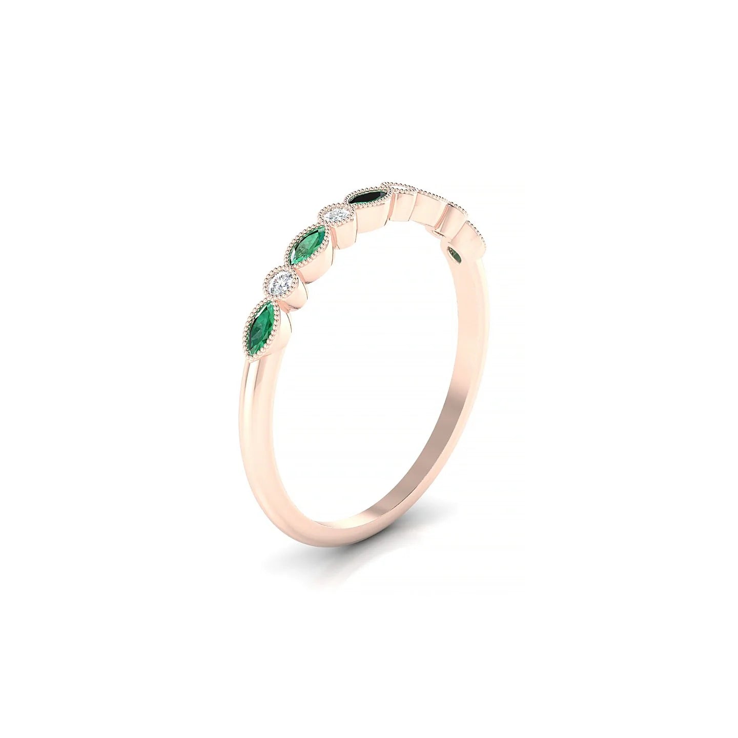 Finesse | 18k Rose Gold 3 x 1.5 mm Marquise Emerald Ring