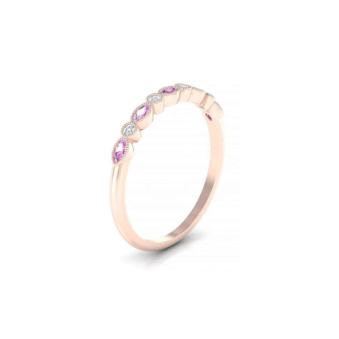 Finesse | 18k Rose Gold 3 x 1.5 mm Marquise Pink Sapphire Ring