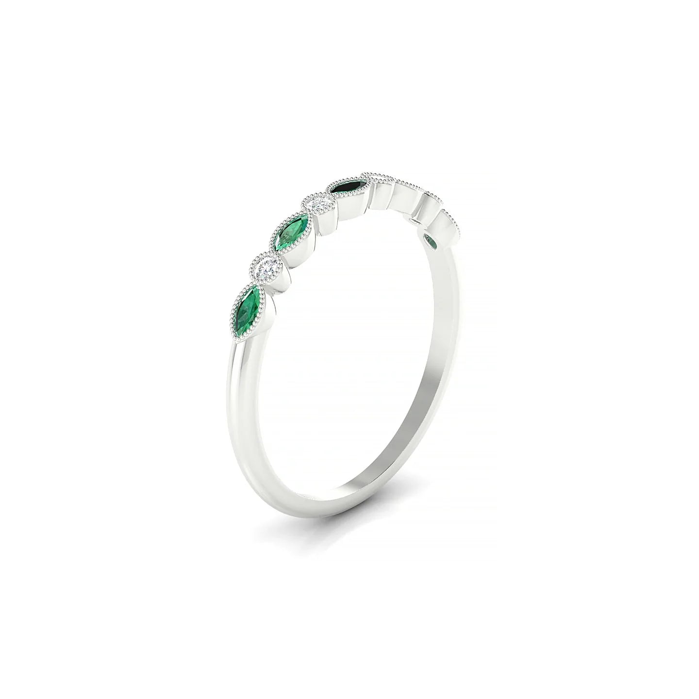 Finesse | 18k White Gold 3 x 1.5 mm Marquise Emerald Ring