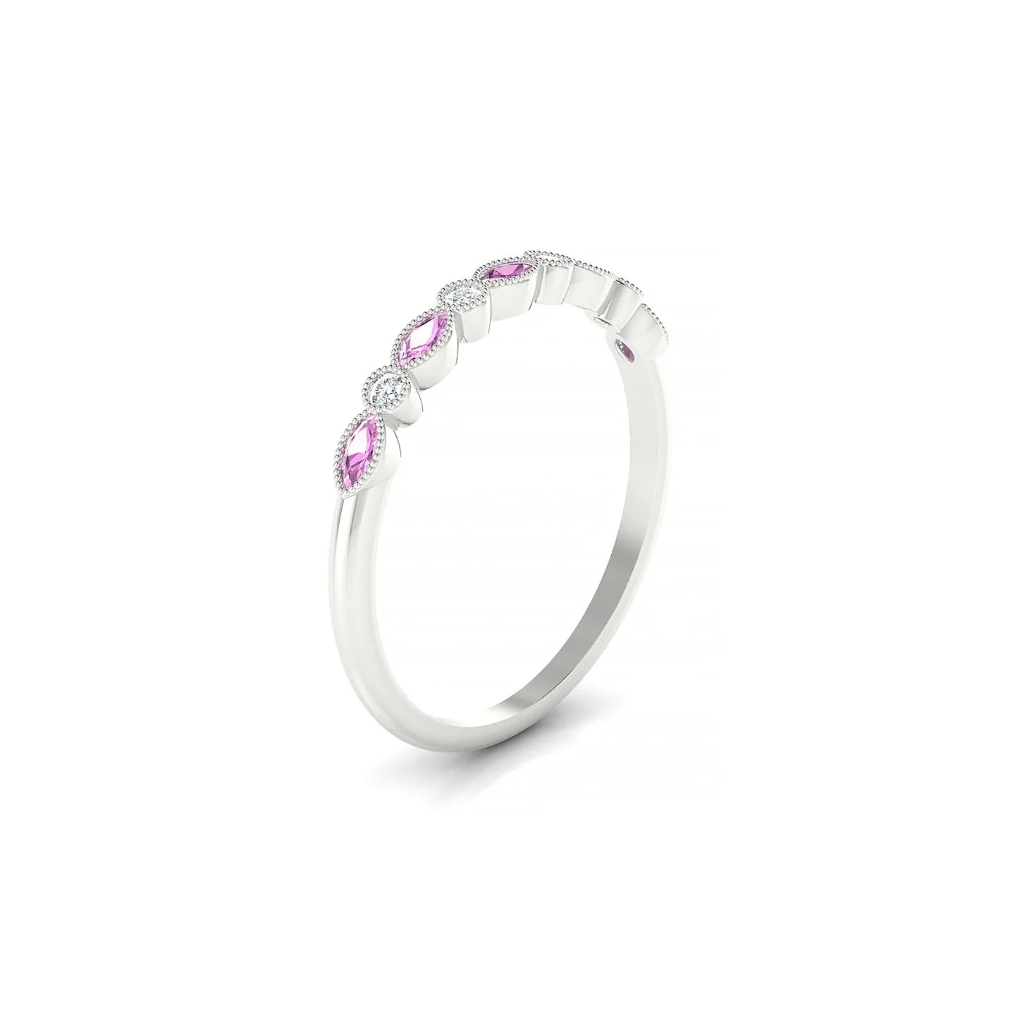 Finesse | 18k White Gold 3 x 1.5 mm Marquise Pink Sapphire Ring