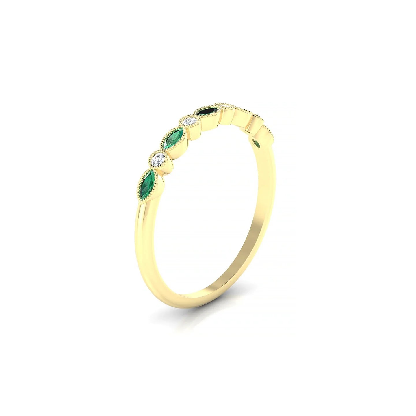 Finesse | 18k Yellow Gold 3 x 1.5 mm Marquise Emerald Ring
