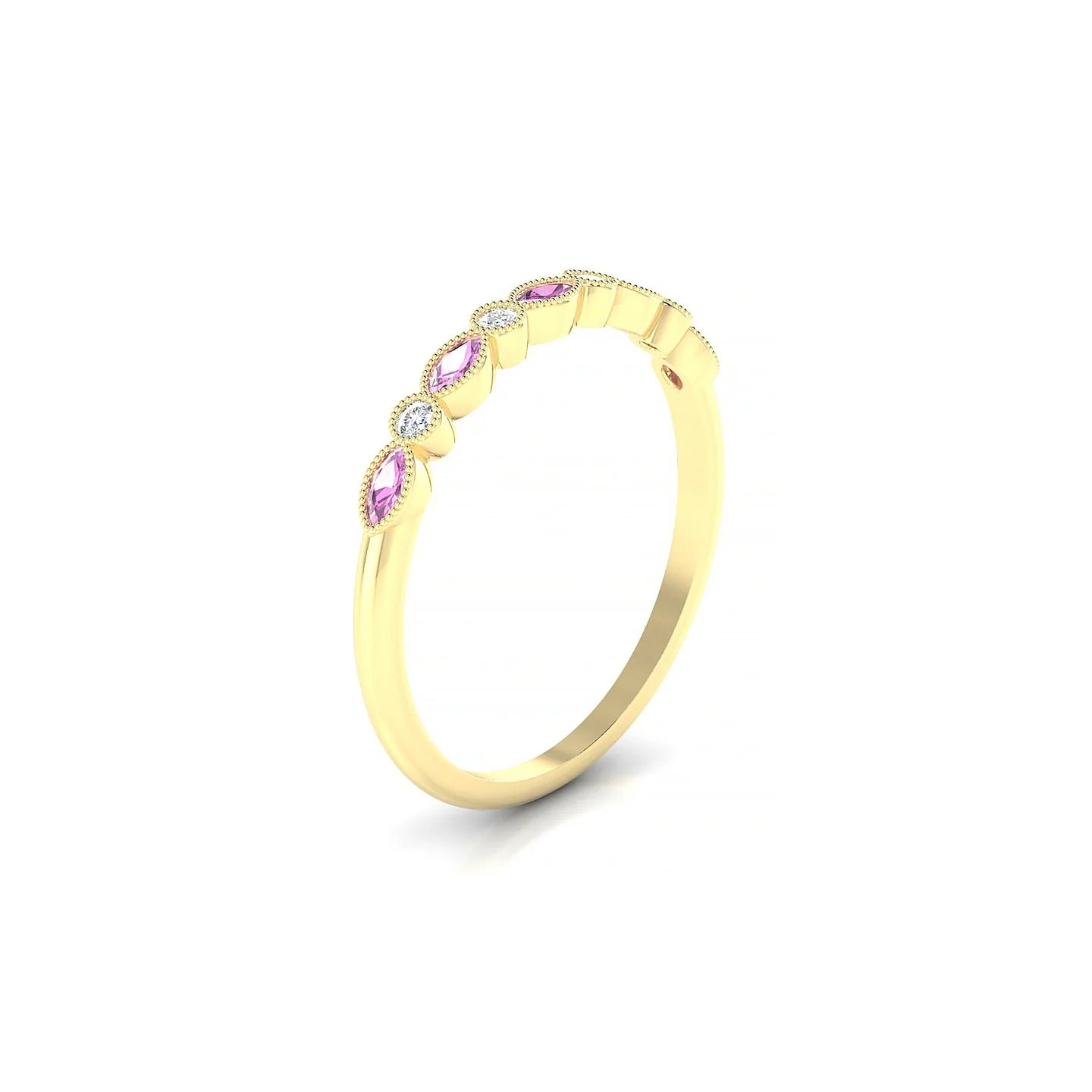 Finesse | 18k Yellow Gold 3 x 1.5 mm Marquise Pink Sapphire Ring