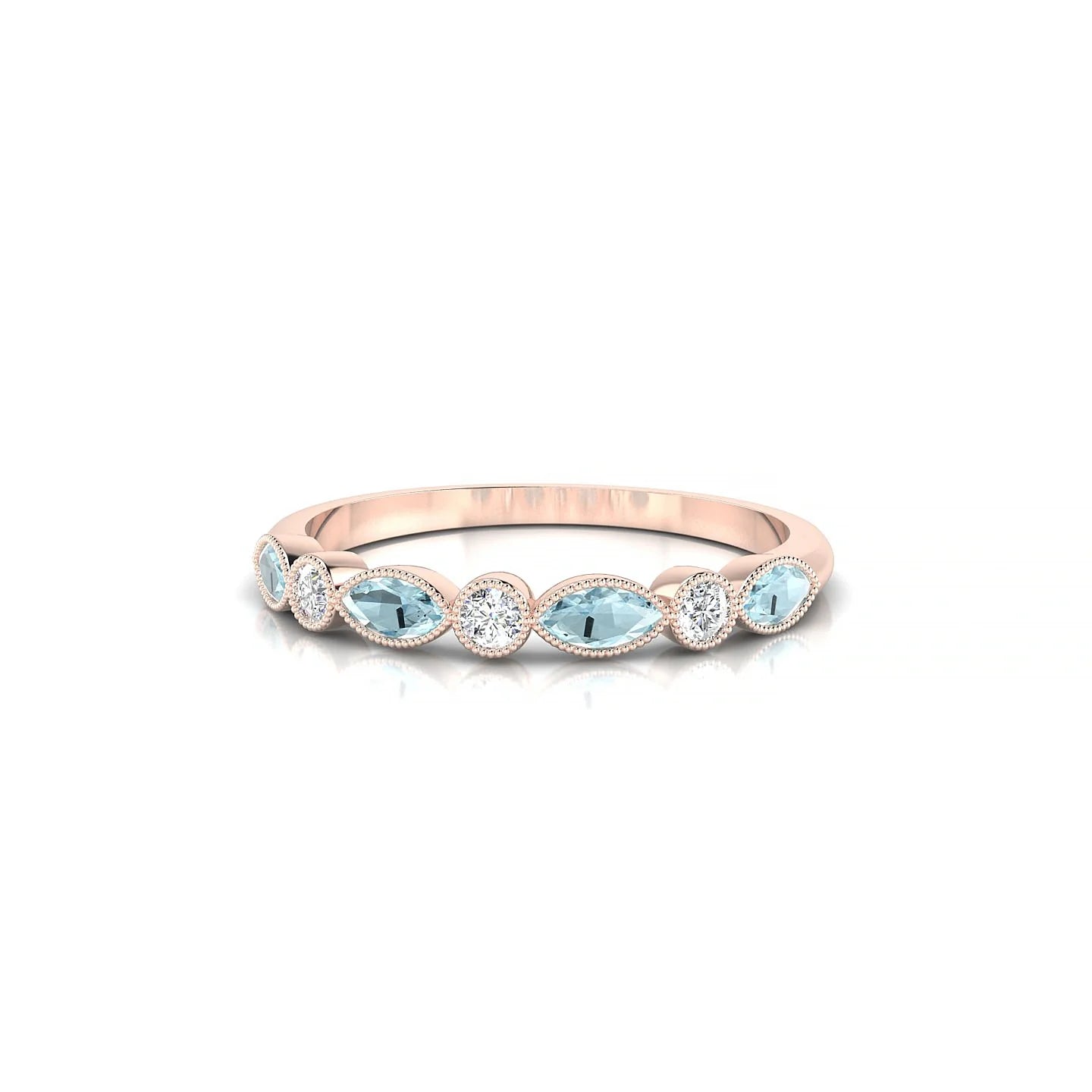 Finesse | 18k Rose Gold 4 x 2 mm Marquise Aquamarine Ring