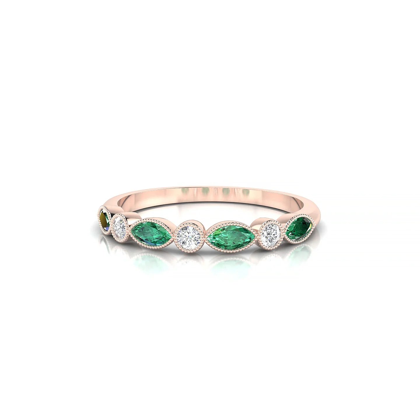 Finesse | 18k Rose Gold 4 x 2 mm Marquise Emerald Ring