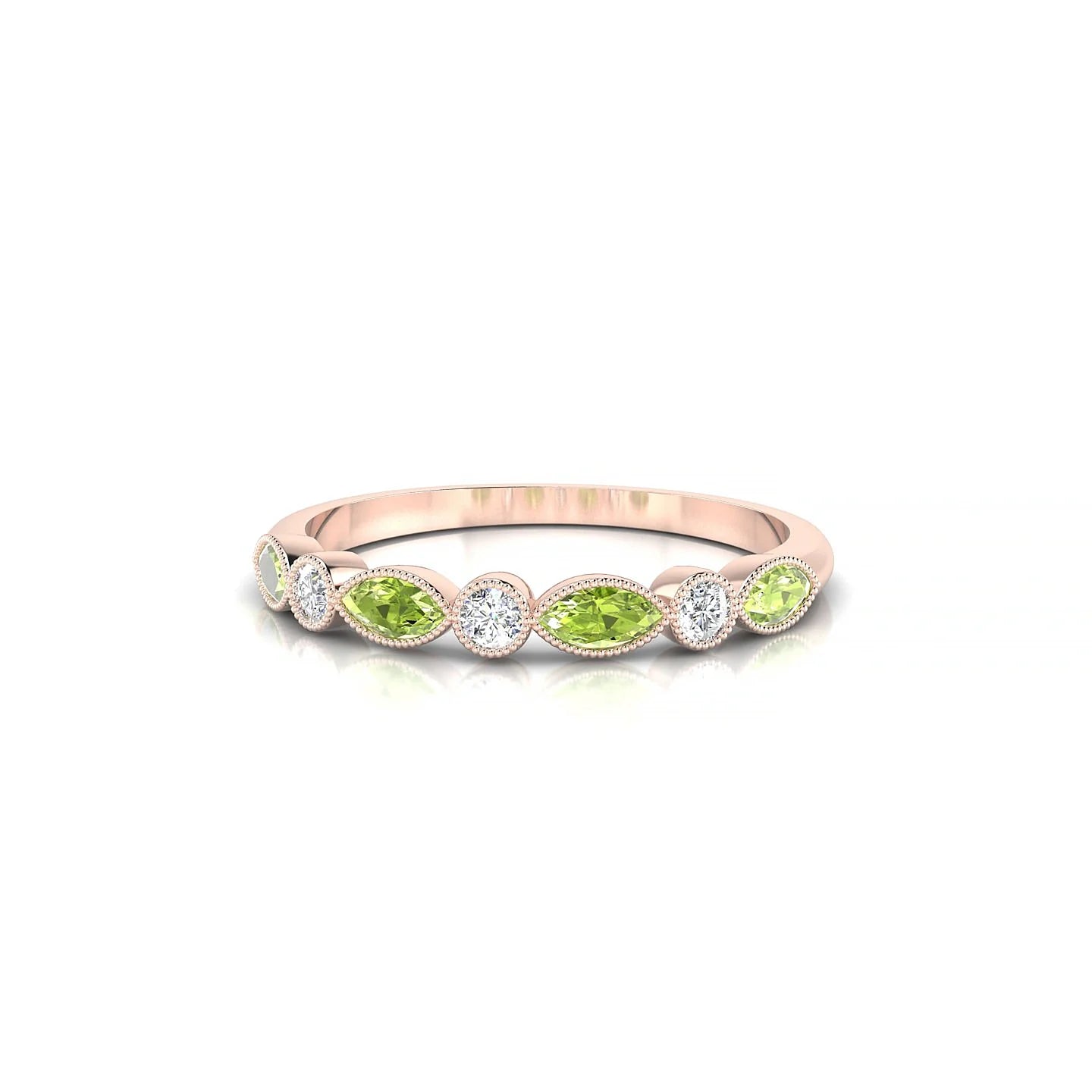 Finesse | 18k Rose Gold 4 x 2 mm Marquise Peridot Ring