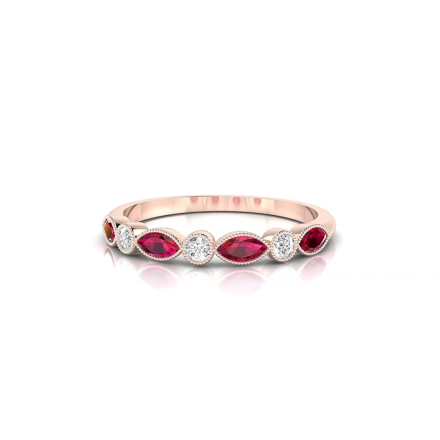 Finesse | 18k Rose Gold 4 x 2 mm Marquise Ruby Ring