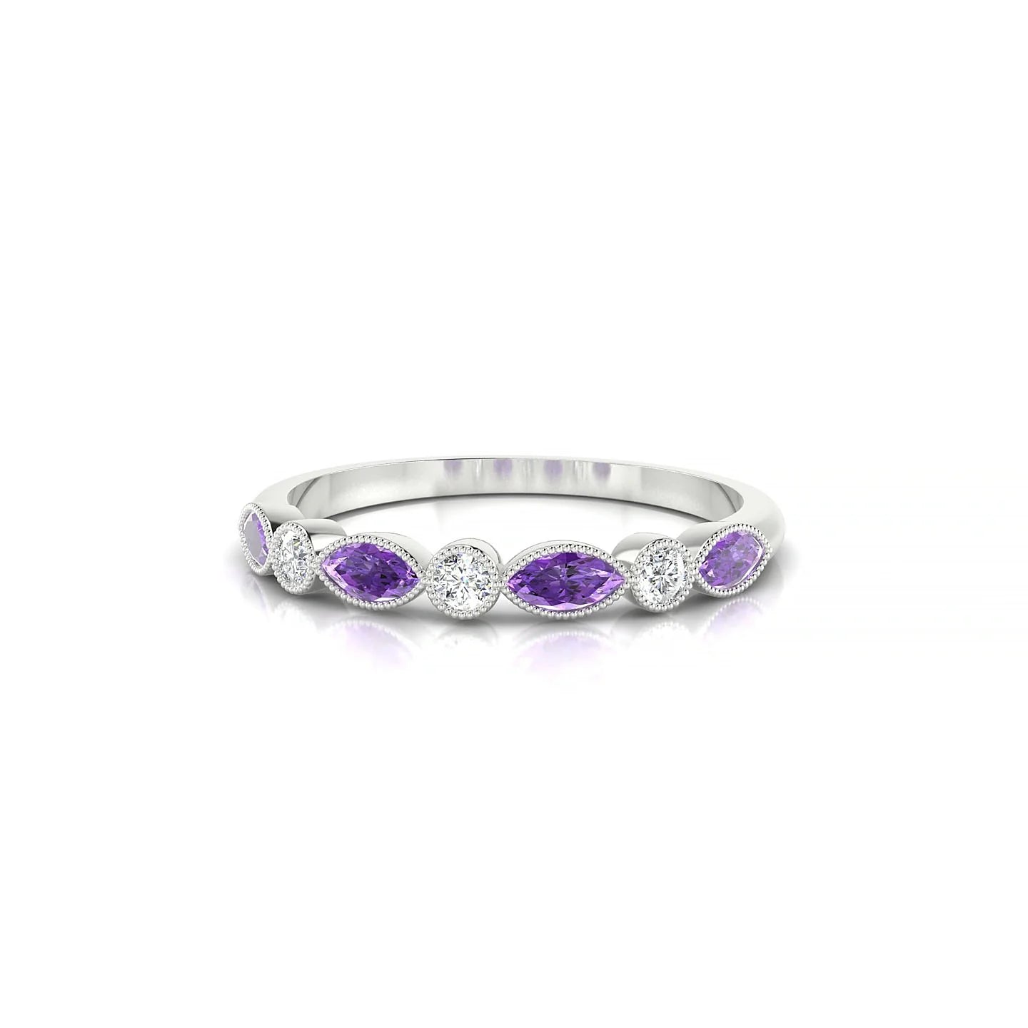Finesse | 18k White Gold 4 x 2 mm Marquise Amethyst Ring