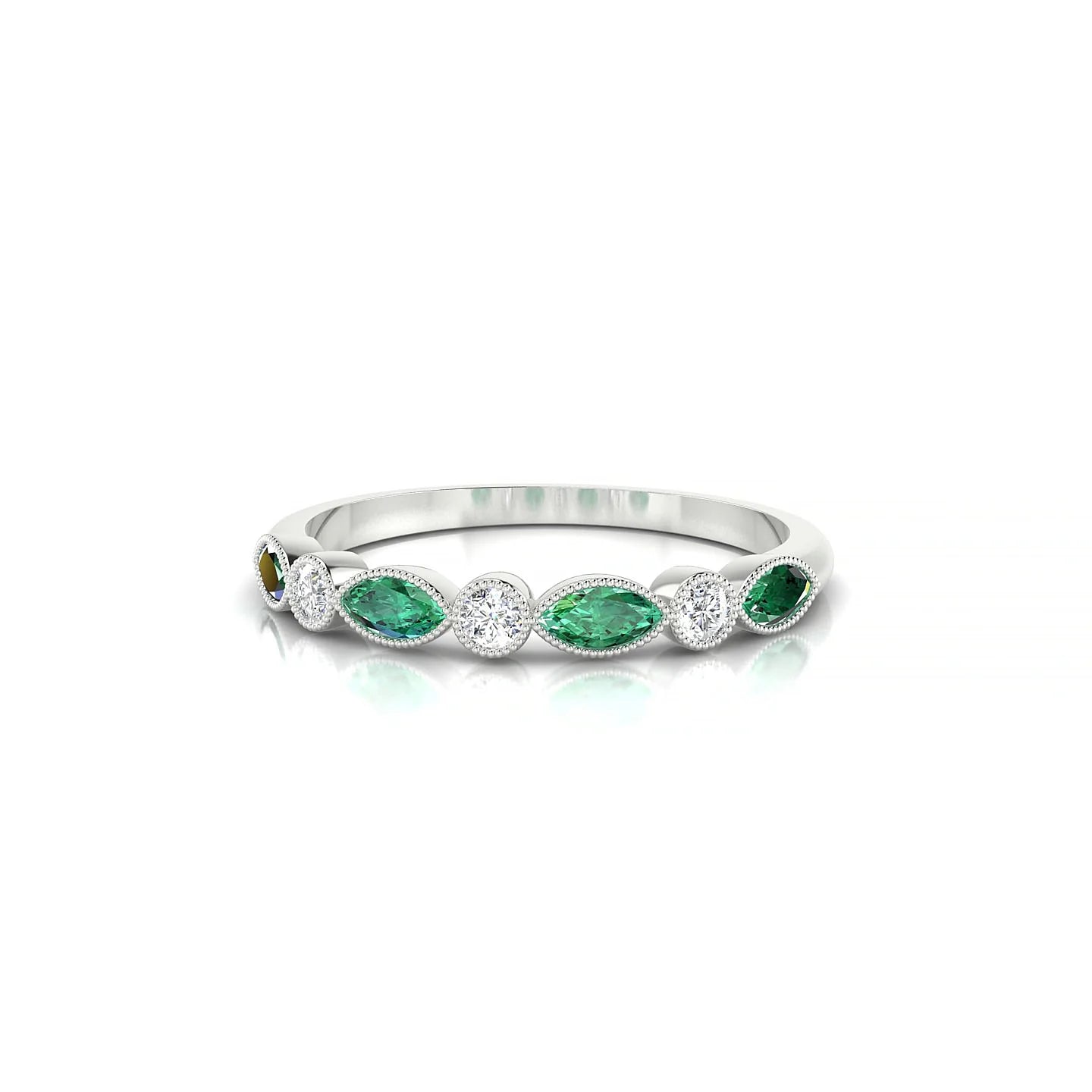 Finesse | 18k White Gold 4 x 2 mm Marquise Emerald Ring