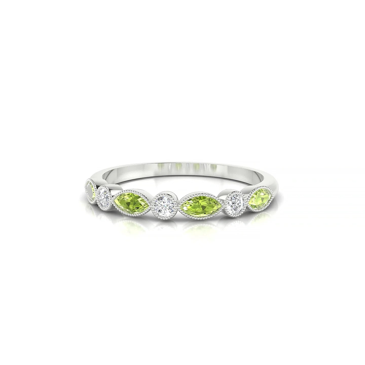 Finesse | 18k White Gold 4 x 2 mm Marquise Peridot Ring