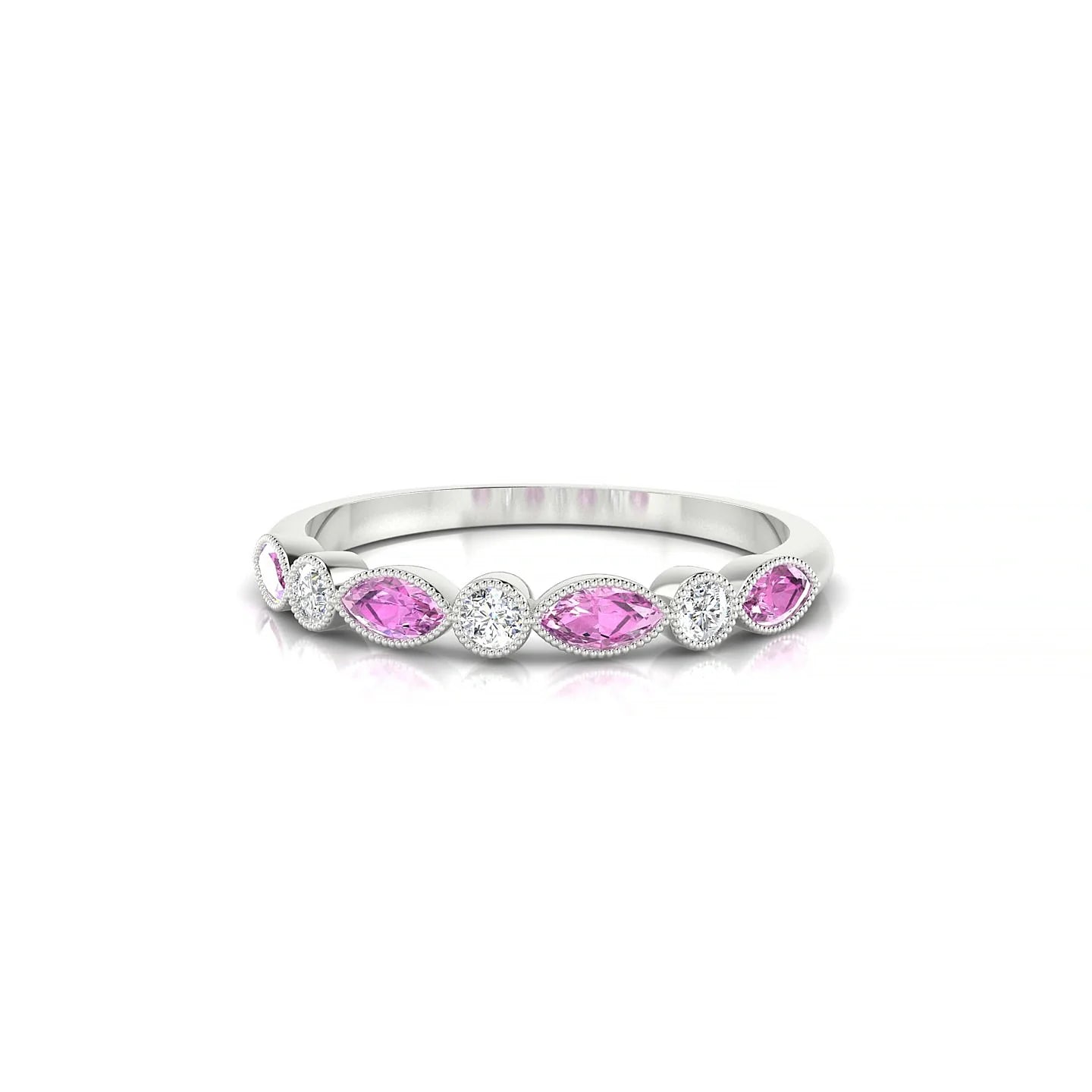 Finesse | 18k White Gold 4 x 2 mm Marquise Pink Sapphire Ring