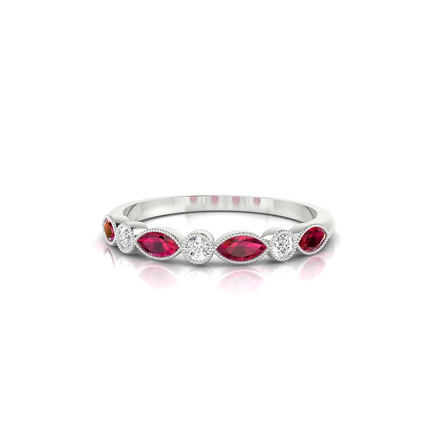 Finesse | 18k White Gold 4 x 2 mm Marquise Ruby Ring