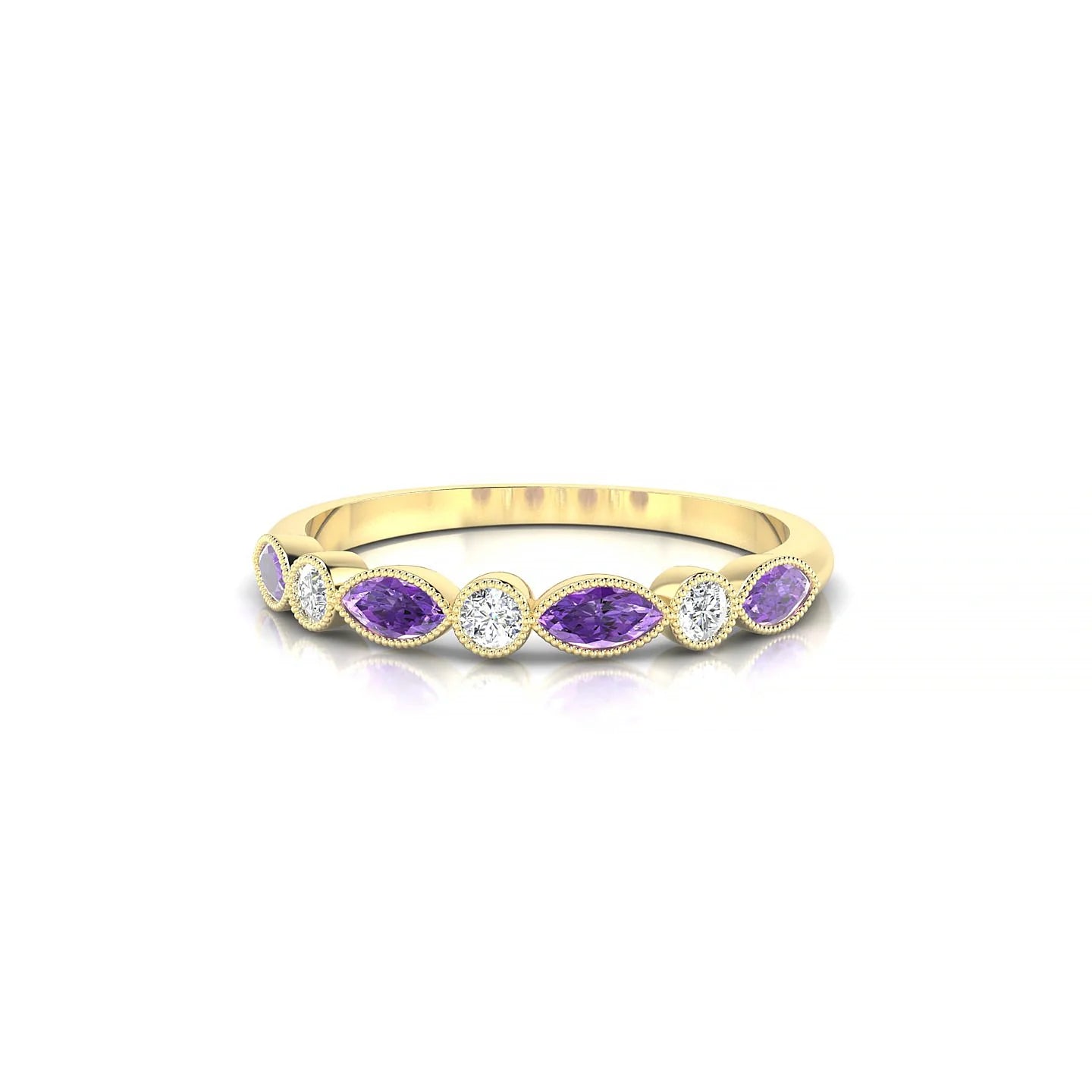 Finesse | 18k Yellow Gold 4 x 2 mm Marquise Amethyst Ring