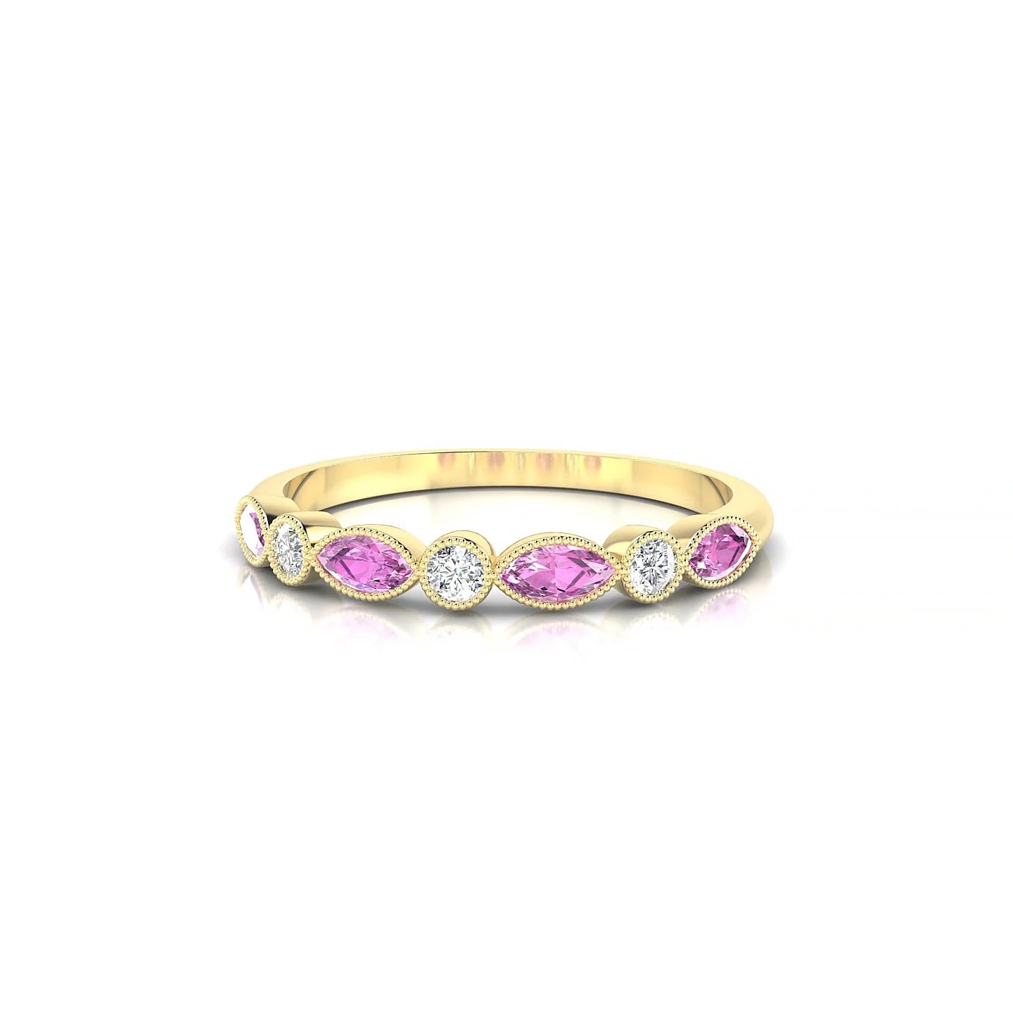 Finesse | 18k Yellow Gold 4 x 2 mm Marquise Pink Sapphire Ring