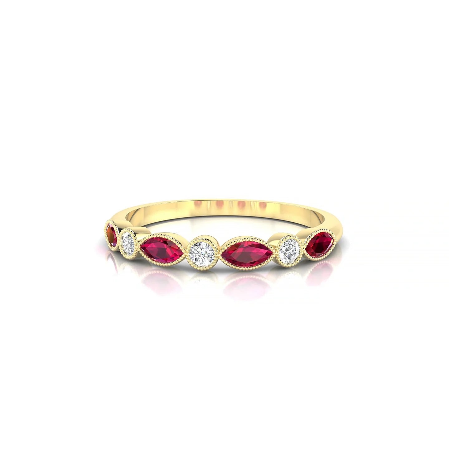 Finesse | 18k Yellow Gold 4 x 2 mm Marquise Ruby Ring