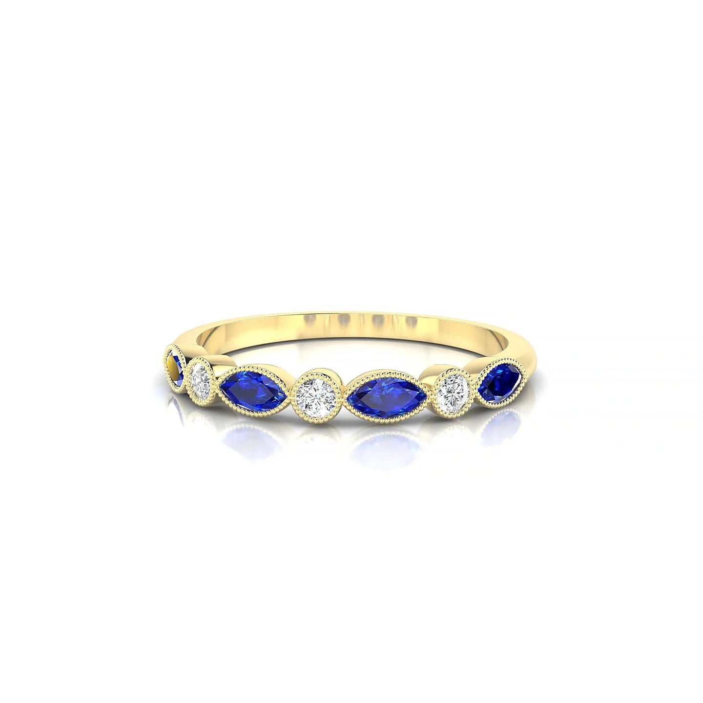 Finesse | 18k Yellow Gold 4 x 2 mm Marquise Sapphire Ring