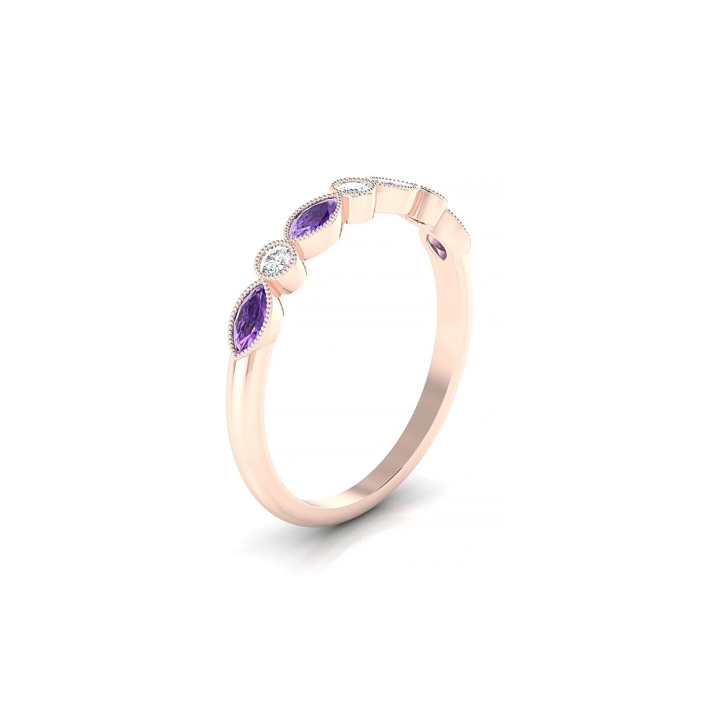 Finesse | 18k Rose Gold 4 x 2 mm Marquise Amethyst Ring