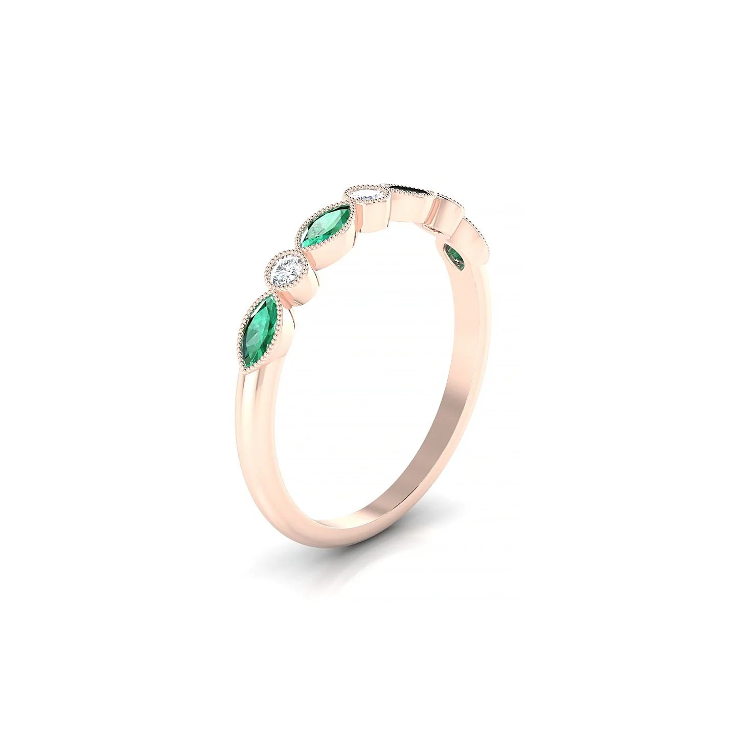 Finesse | 18k Rose Gold 4 x 2 mm Marquise Emerald Ring