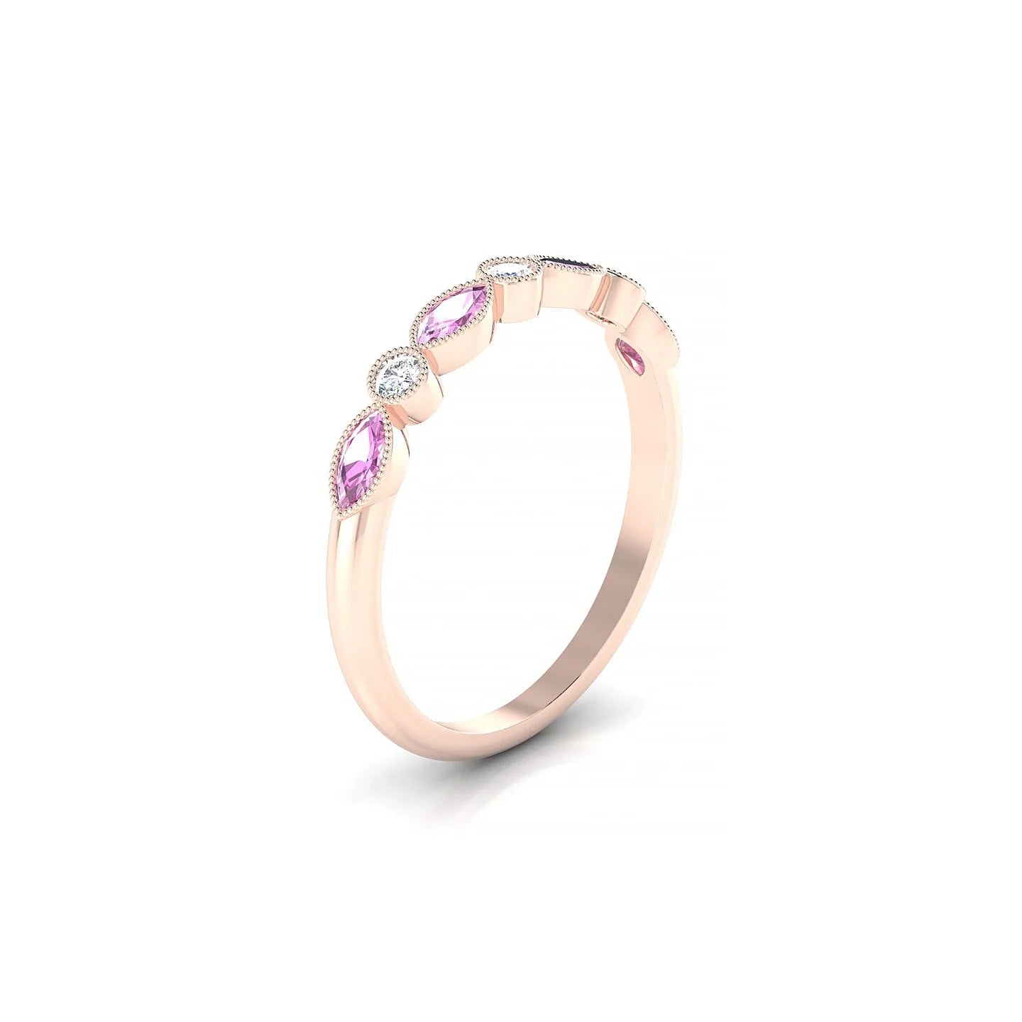 Finesse | 18k Rose Gold 4 x 2 mm Marquise Pink Sapphire Ring