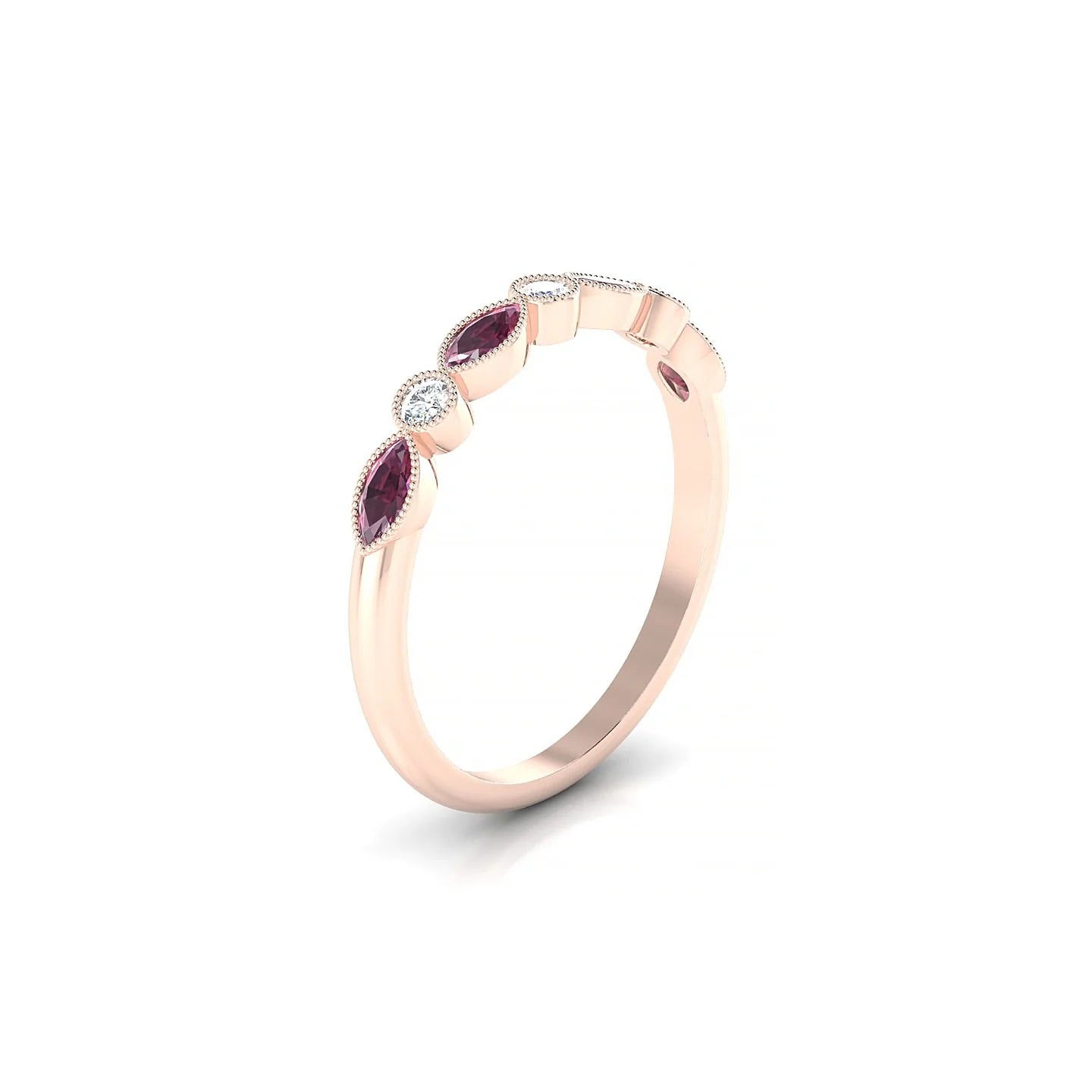 Finesse | 18k Rose Gold 4 x 2 mm Marquise Rhodolite Ring