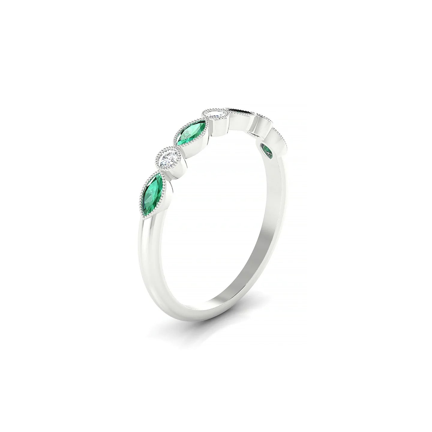 Finesse | 18k White Gold 4 x 2 mm Marquise Emerald Ring
