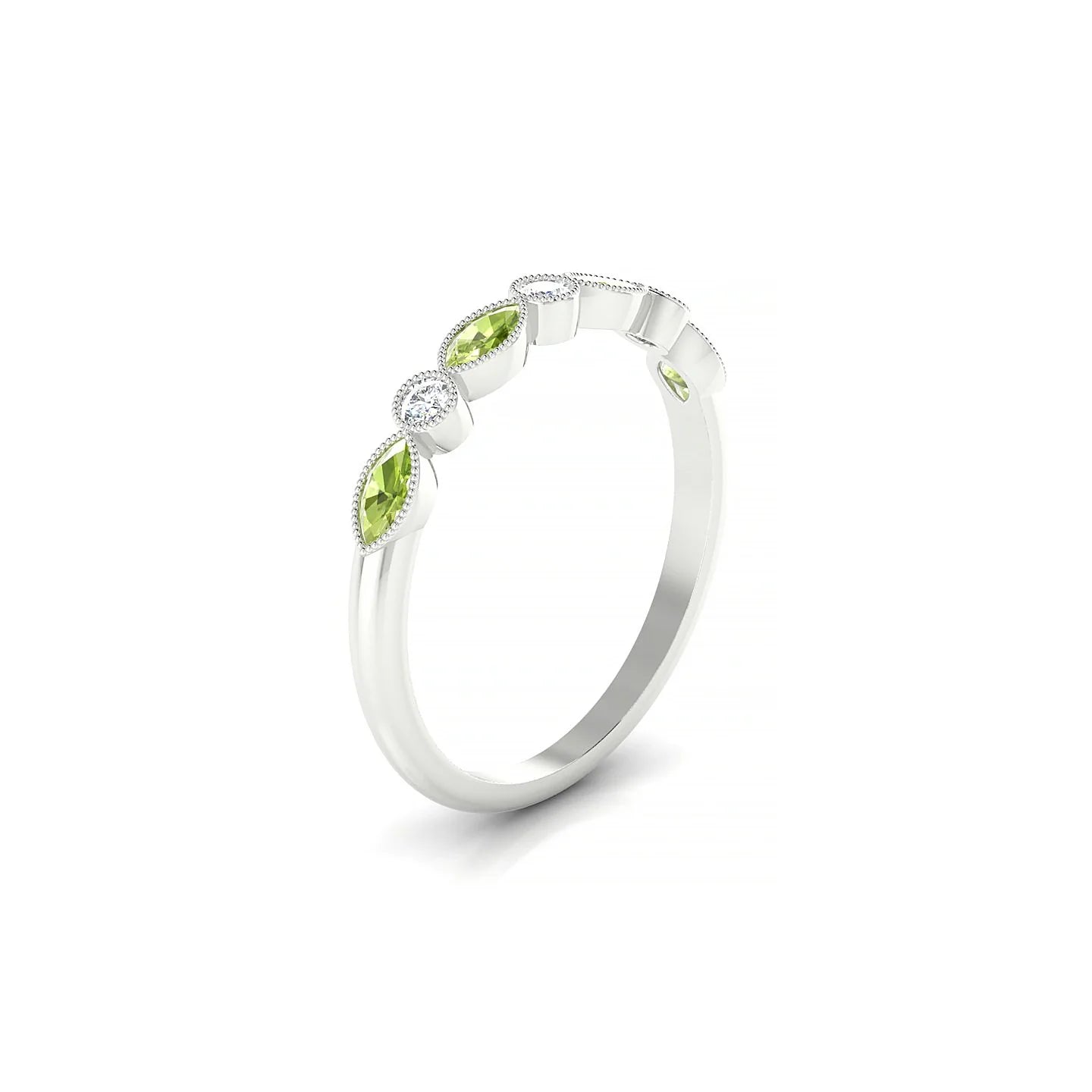 Finesse | 18k White Gold 4 x 2 mm Marquise Peridot Ring