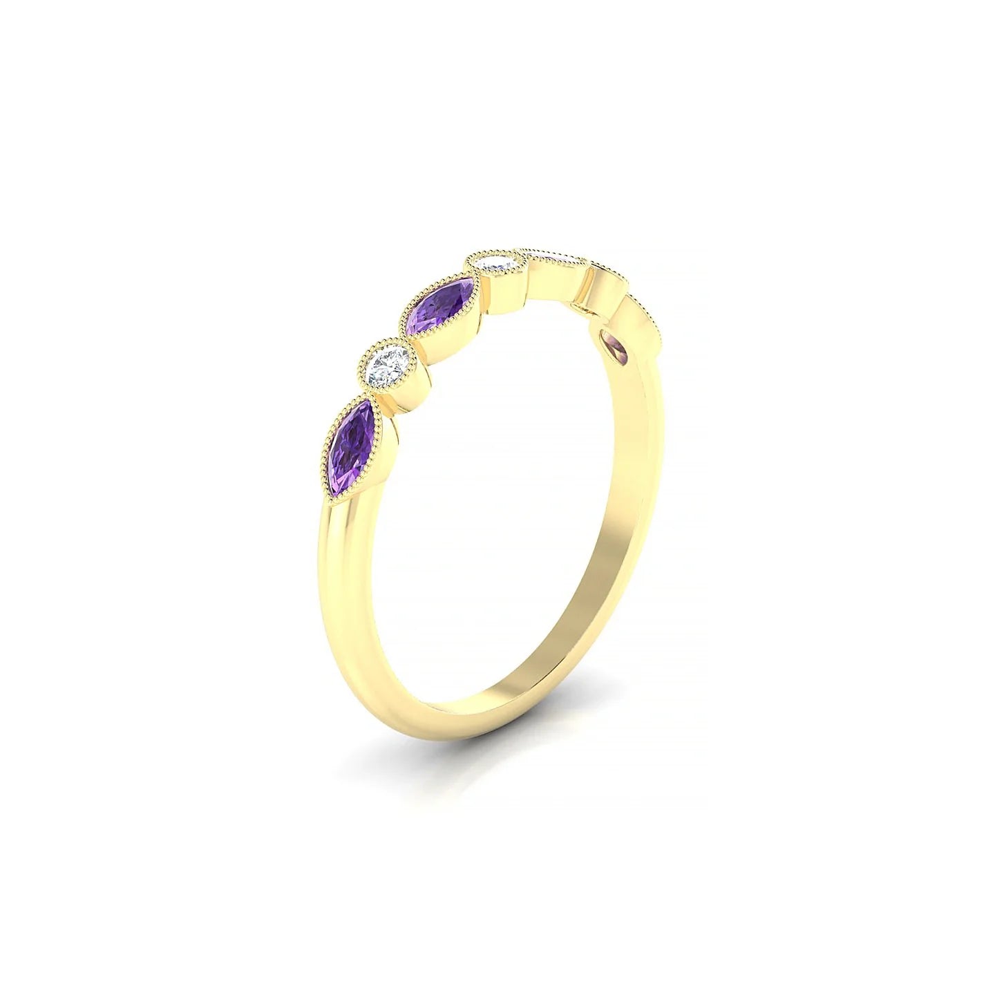 Finesse | 18k Yellow Gold 4 x 2 mm Marquise Amethyst Ring