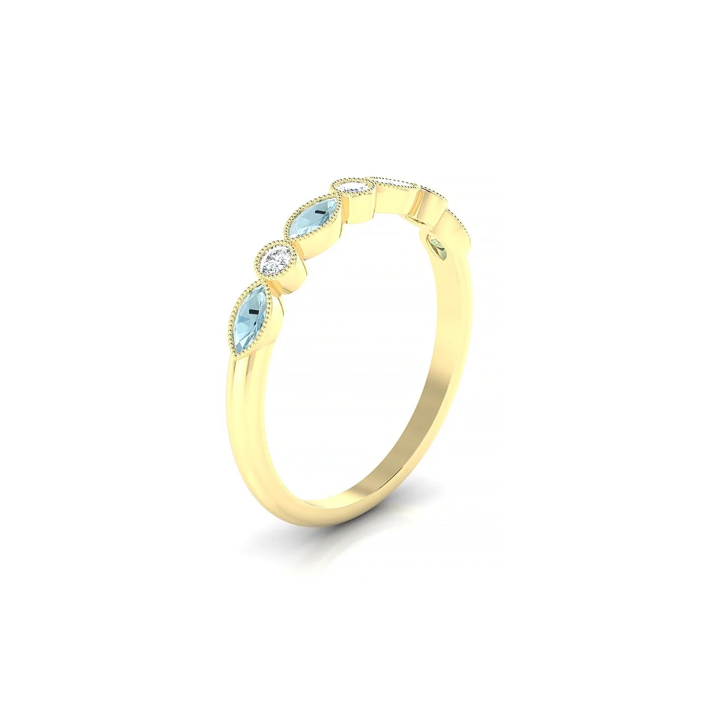 Finesse | 18k Yellow Gold 4 x 2 mm Marquise Aquamarine Ring