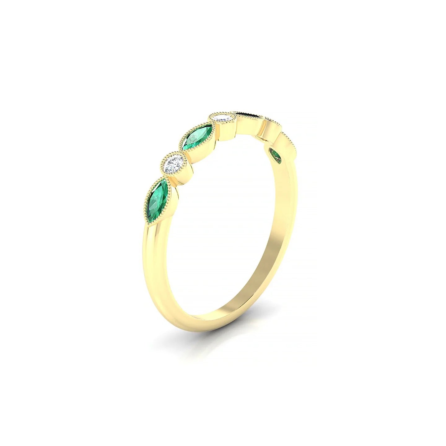 Finesse | 18k Yellow Gold 4 x 2 mm Marquise Emerald Ring