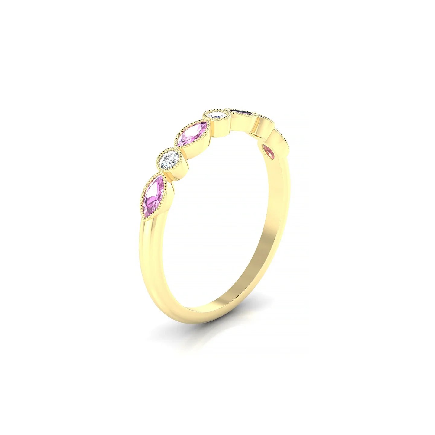 Finesse | 18k Yellow Gold 4 x 2 mm Marquise Pink Sapphire Ring