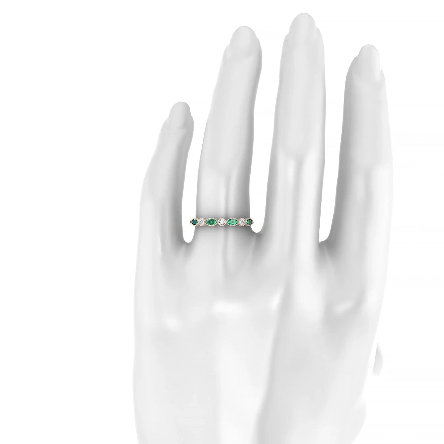 Finesse | 18k Rose Gold 4 x 2 mm Marquise Emerald Ring
