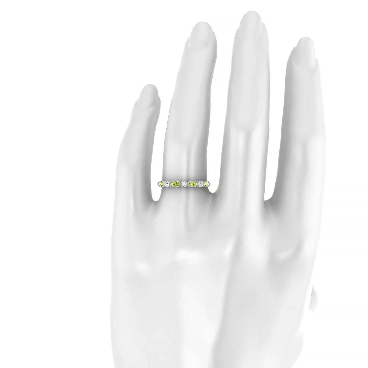 Finesse | 18k White Gold 4 x 2 mm Marquise Peridot Ring