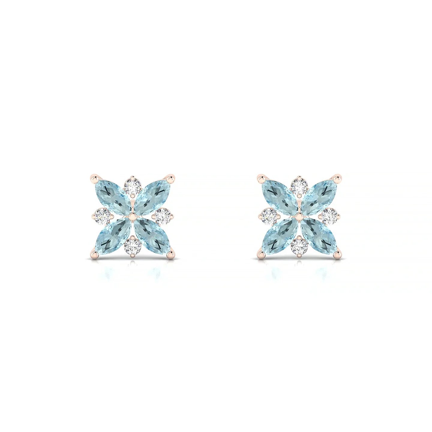 Flare | 18k Rose Gold 4 x 2 mm Marquise Aquamarine Earrings