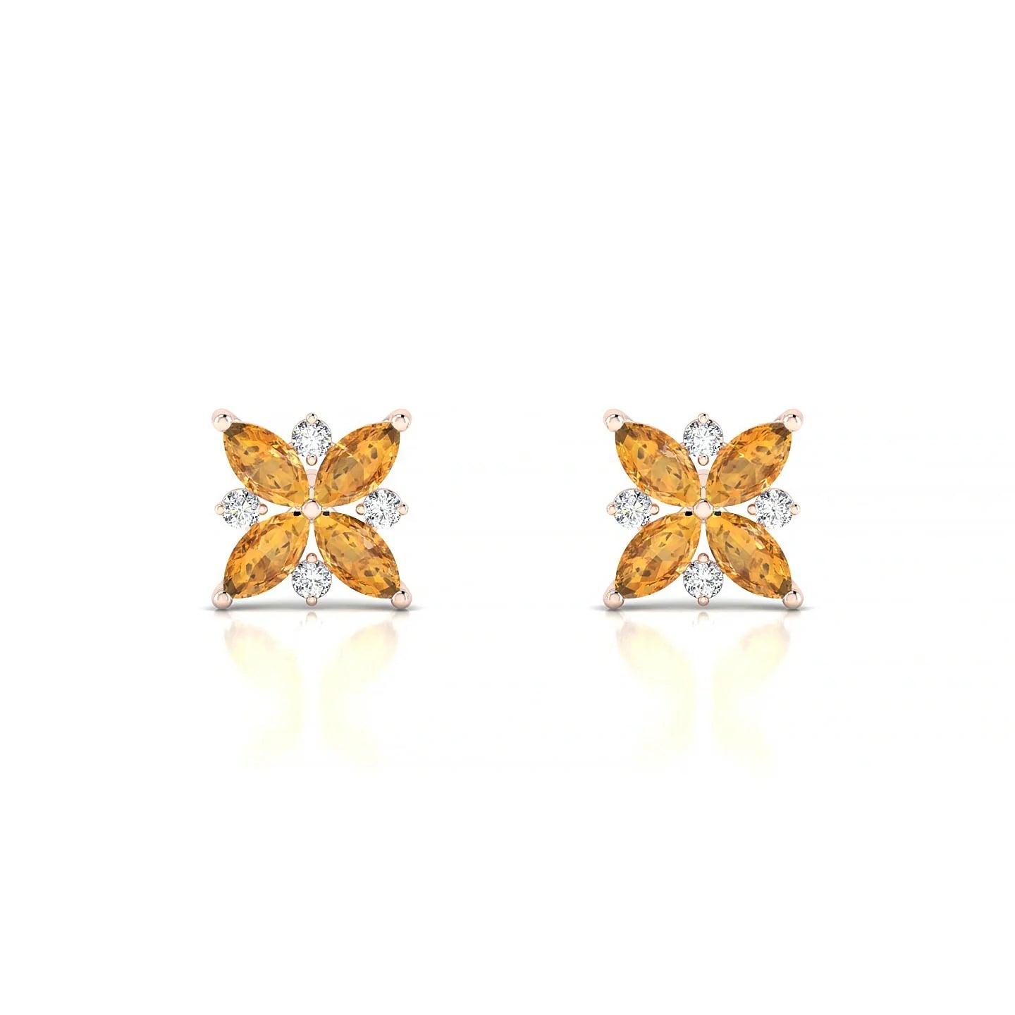 Flare | 18k Rose Gold 4 x 2 mm Marquise Citrine Earrings