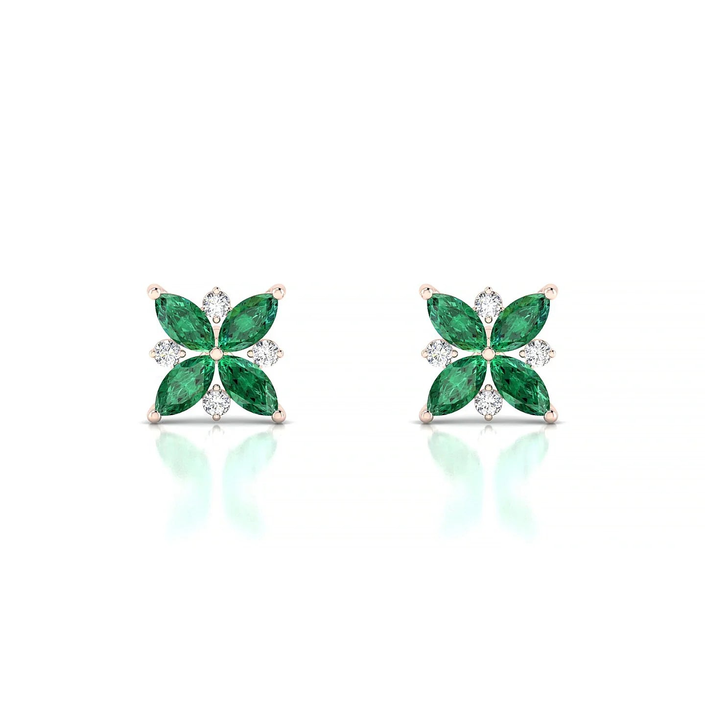 Flare | 18k Rose Gold 4 x 2 mm Marquise Emerald Earrings