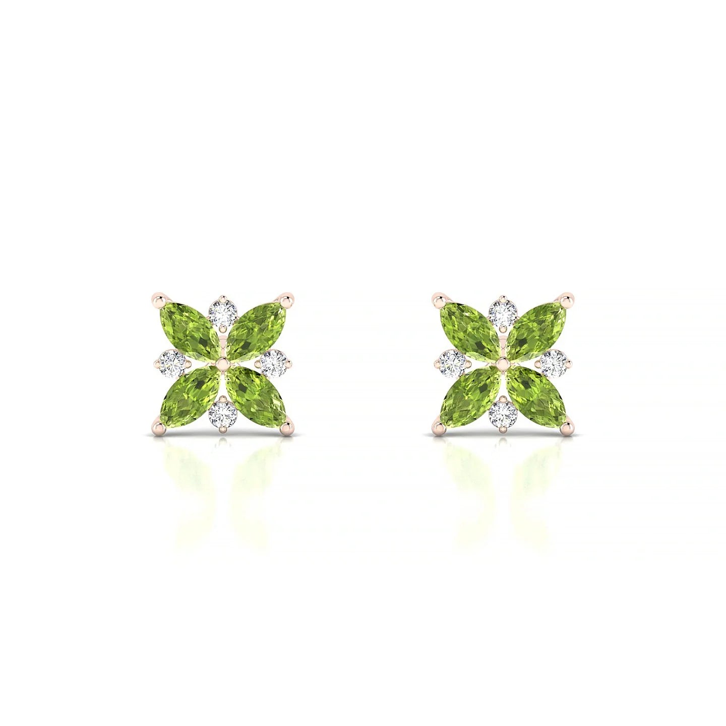 Flare | 18k Rose Gold 4 x 2 mm Marquise Peridot Earrings