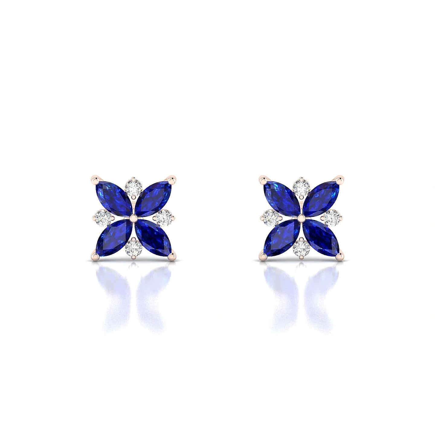 Flare | 18k Rose Gold 4 x 2 mm Marquise Sapphire Earrings