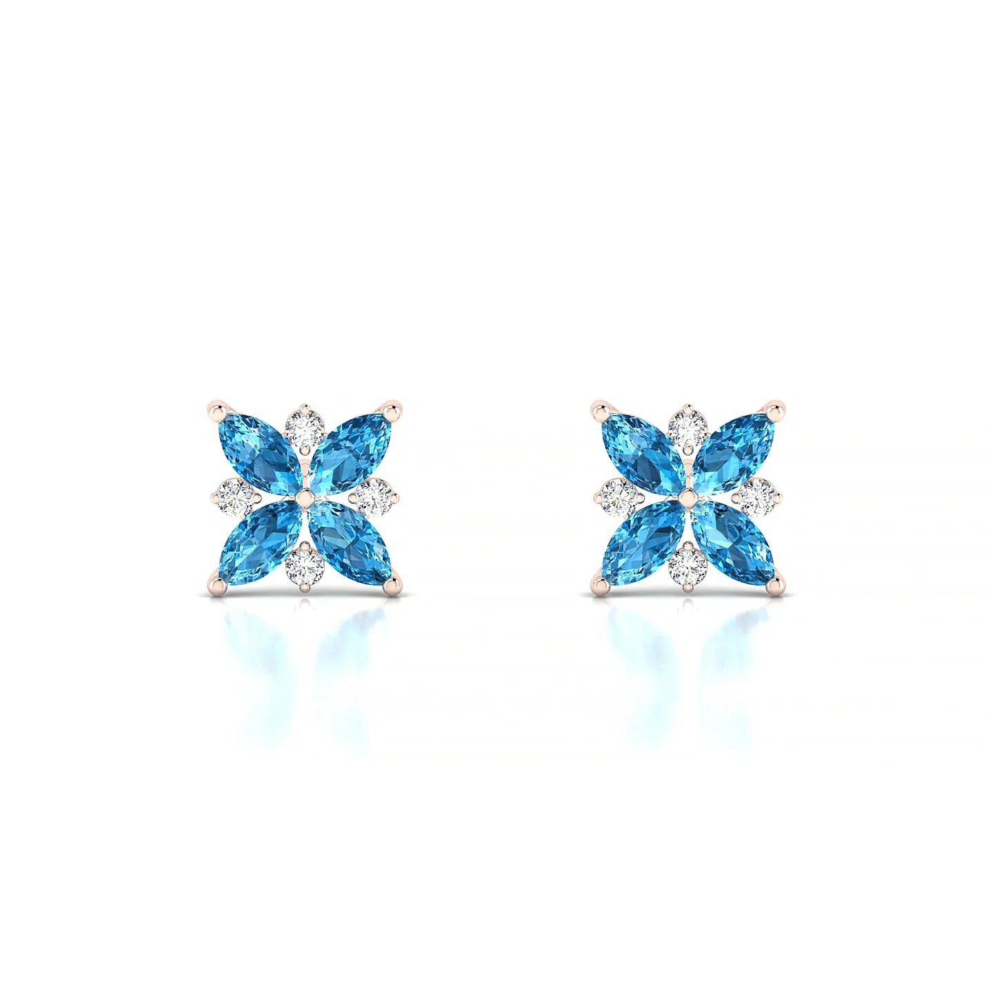 Flare | 18k Rose Gold 4 x 2 mm Marquise Topaz Earrings