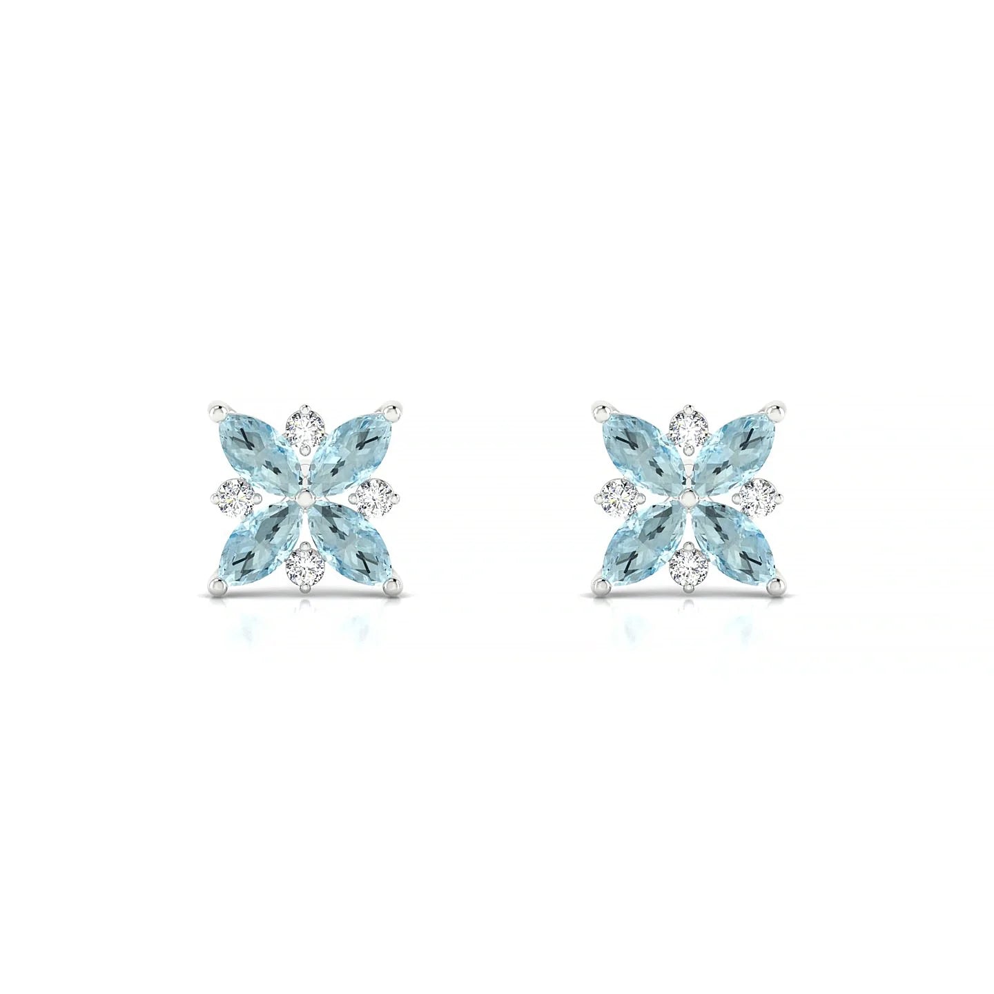 Flare | 18k White Gold 4 x 2 mm Marquise Aquamarine Earrings