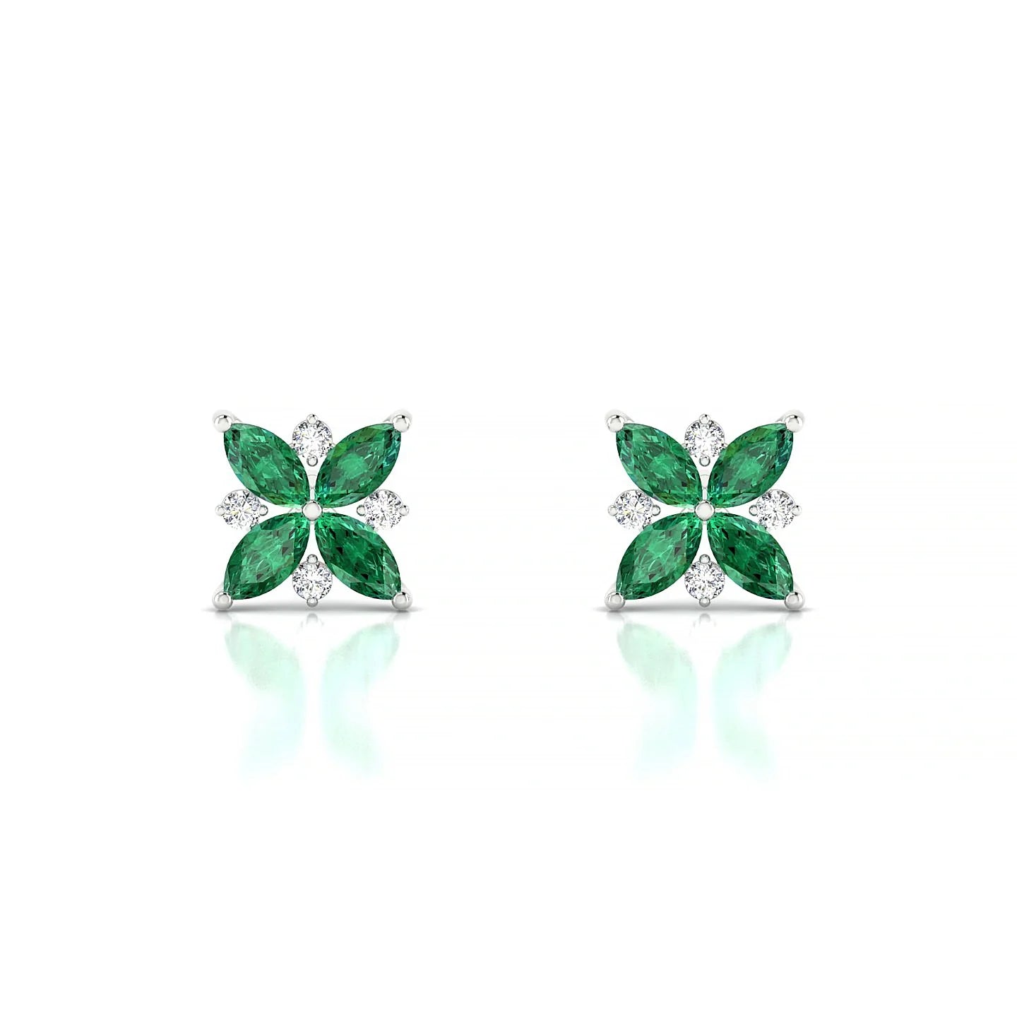 Flare | 18k White Gold 4 x 2 mm Marquise Emerald Earrings