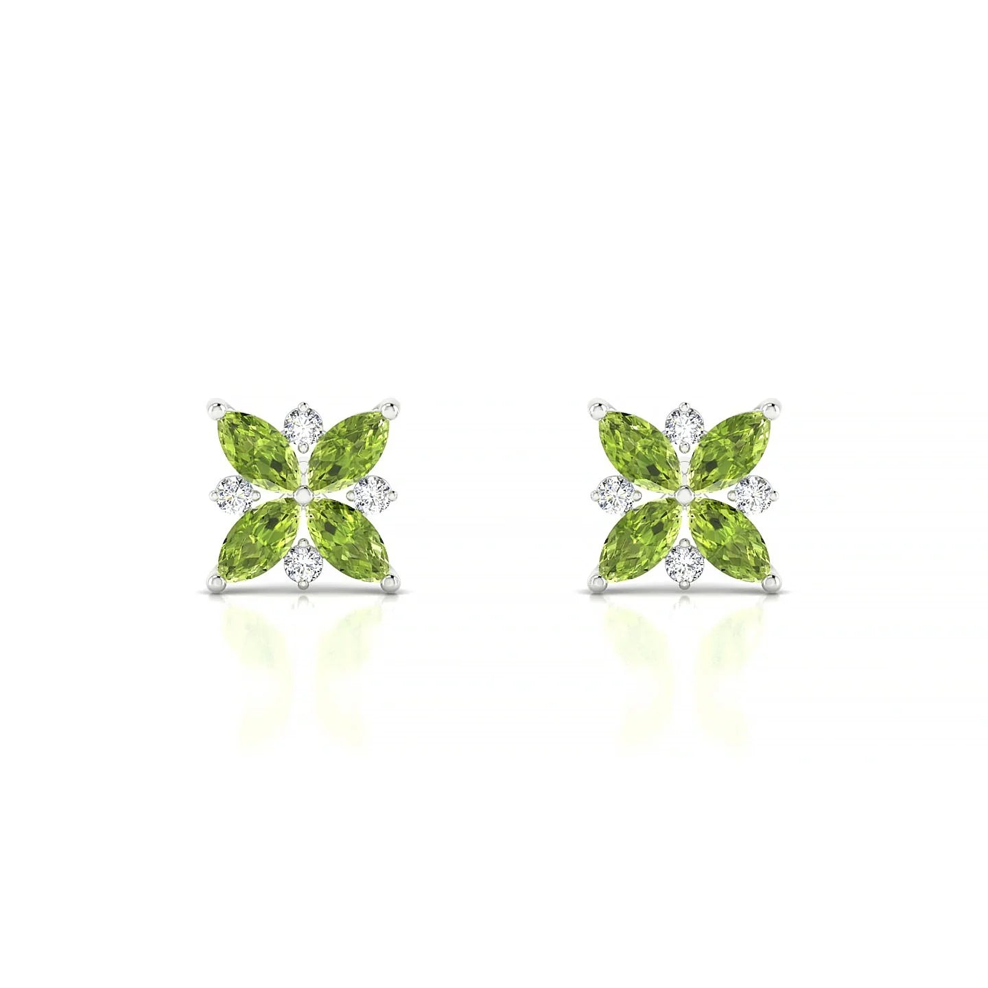 Flare | 18k White Gold 4 x 2 mm Marquise Peridot Earrings