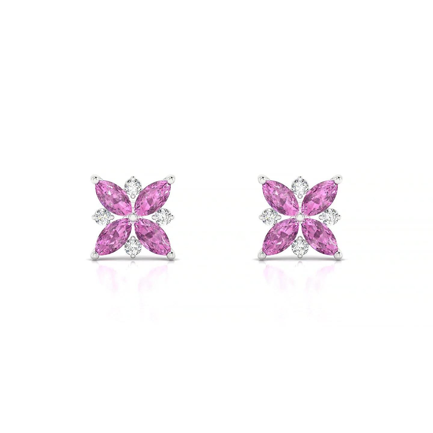 Flare | 18k White Gold 4 x 2 mm Marquise Pink Sapphire Earrings