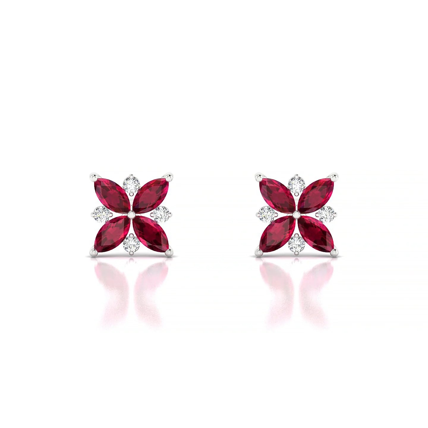 Flare | 18k White Gold 4 x 2 mm Marquise Ruby Earrings