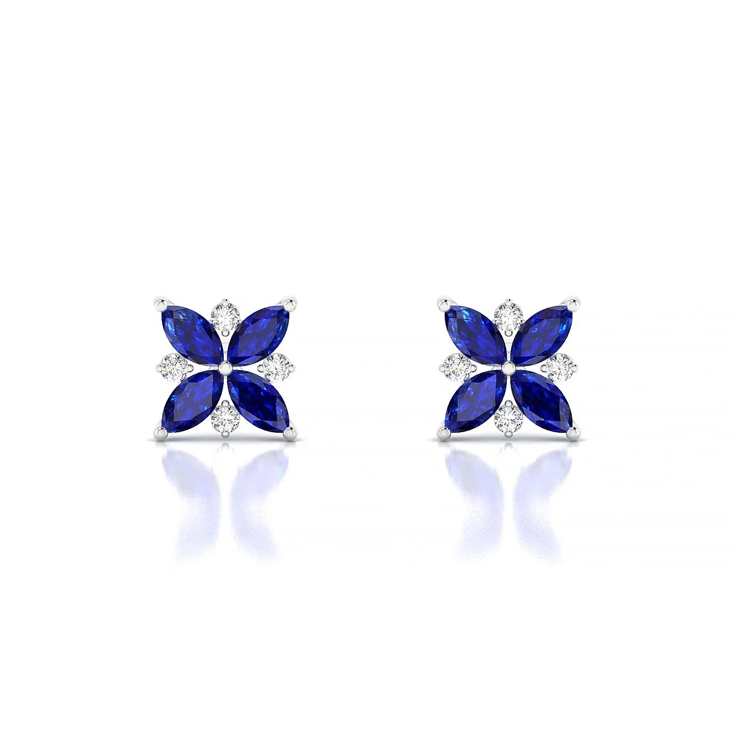 Flare | 18k White Gold 4 x 2 mm Marquise Sapphire Earrings