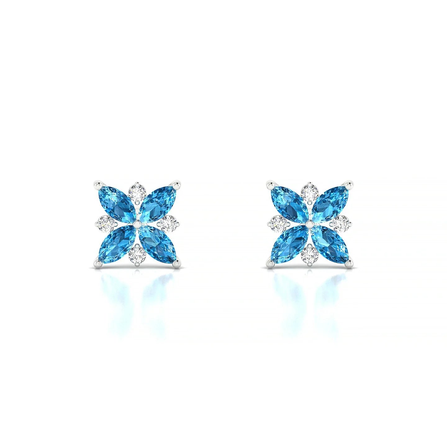 Flare | 18k White Gold 4 x 2 mm Marquise Topaz Earrings