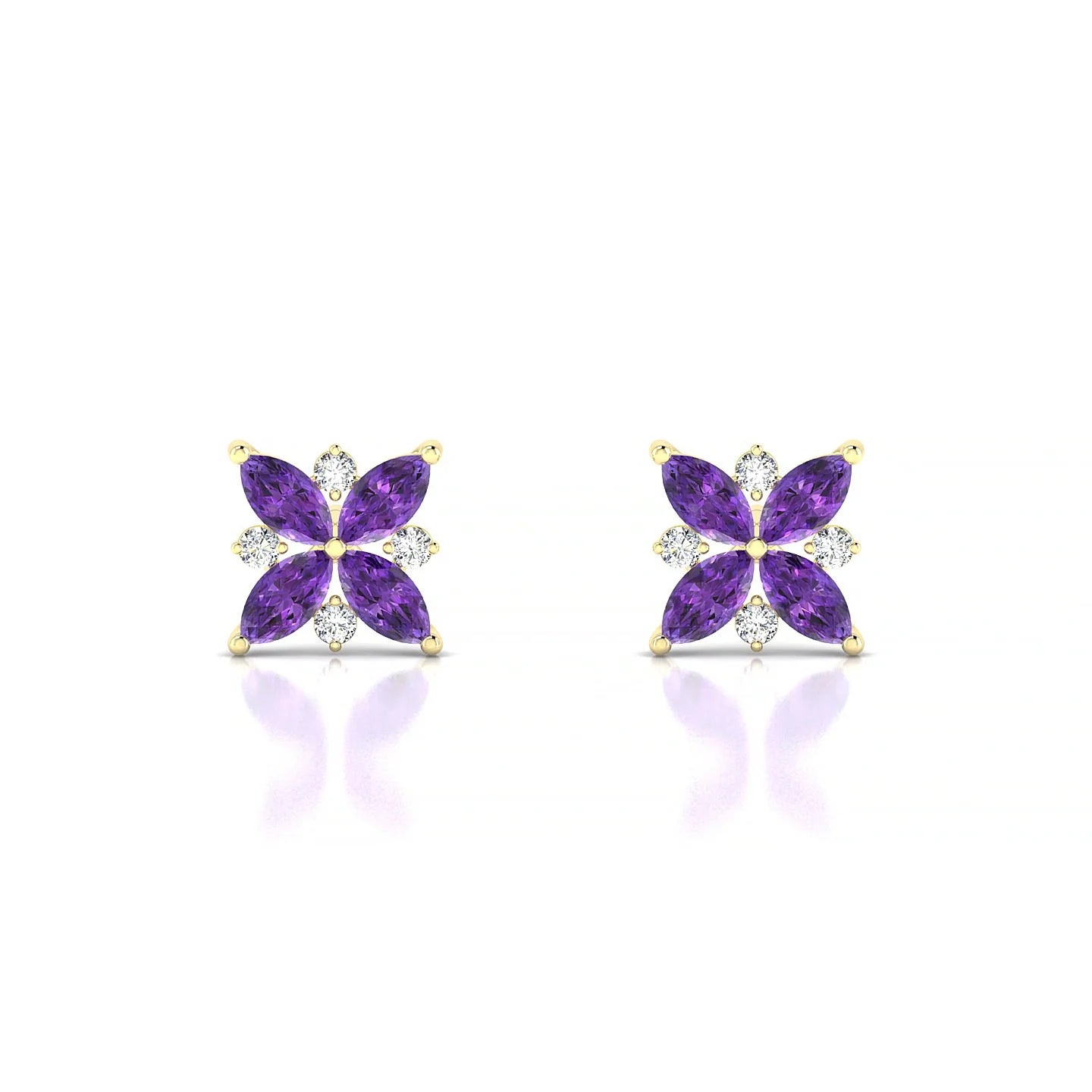 Flare | 18k Yellow Gold 4 x 2 mm Marquise Amethyst Earrings