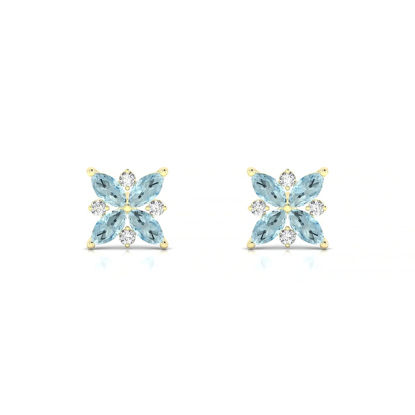 Flare | 18k Yellow Gold 4 x 2 mm Marquise Aquamarine Earrings